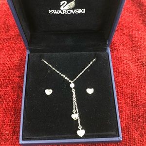 Swarovski Earring/Necklace Pink Heart Set